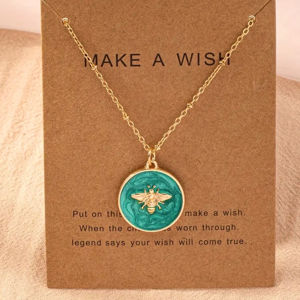 Necklace Green Make A Wish NWT